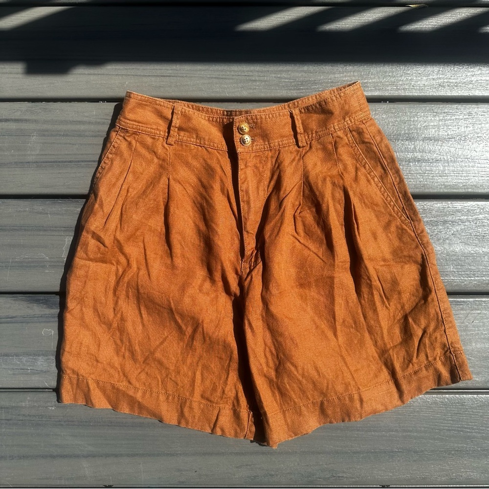 Madewell Long Linen Pleated Shorts